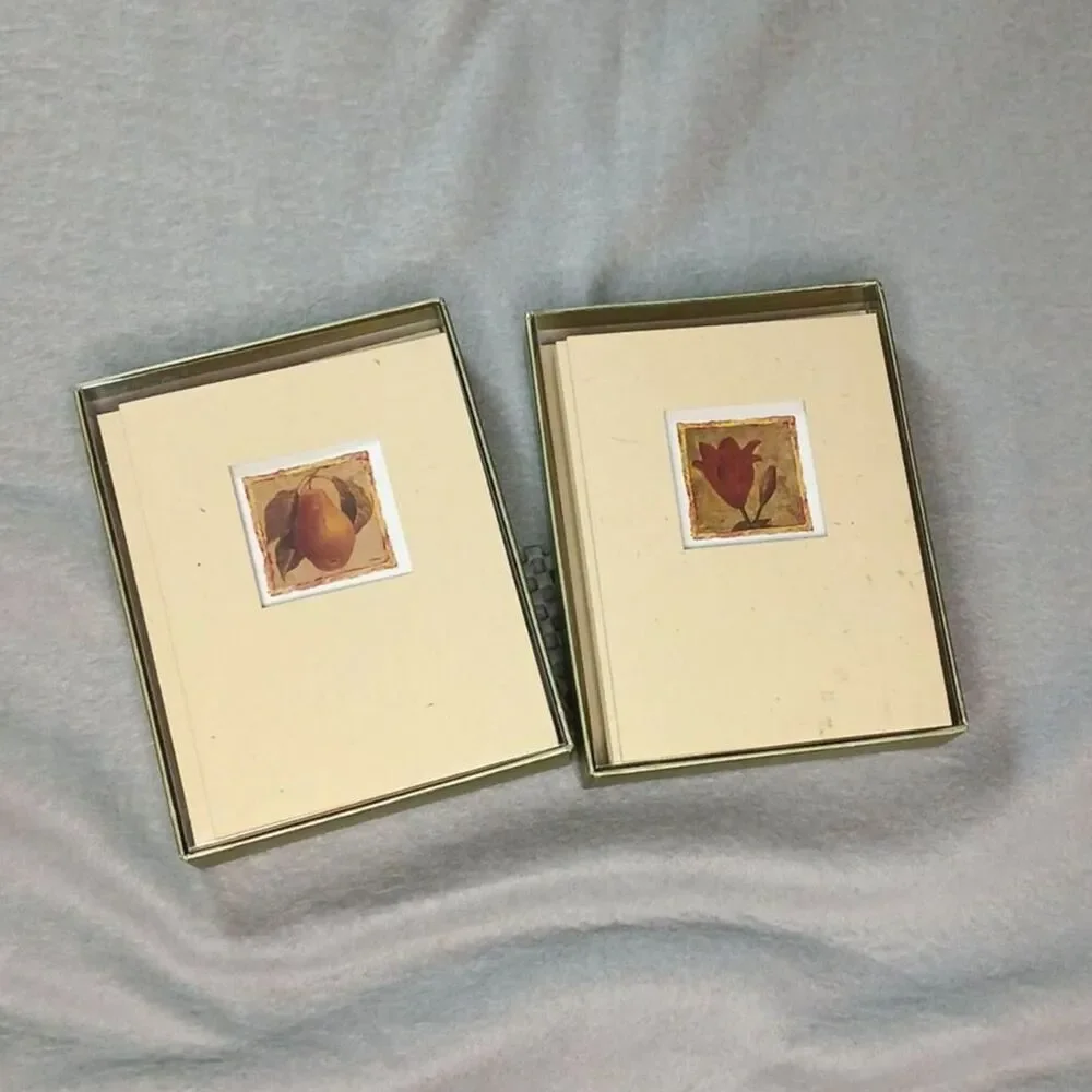 Creative Papers Vtg 2002 Note Cards by C.R. Gibson Boxed 2 Box Set 22 Pear Lily